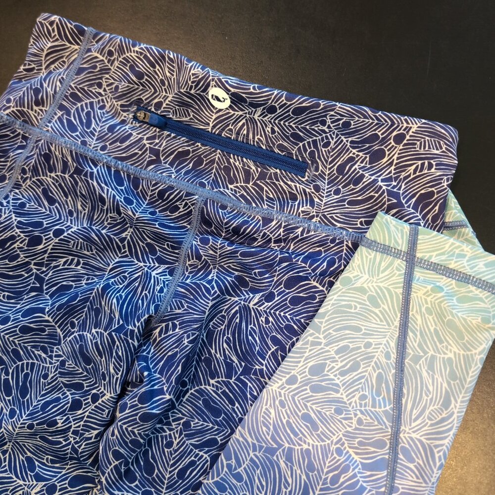 Vineyard Vines Performance Blue Ombre Monstera Leggings XS Activewear Women's